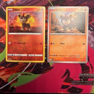 Pokémon TCG Litleo Holo 022/203 and 023/132 Base Card Near Mint Set